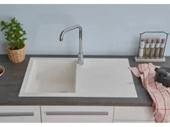 Respekta Einbauspüle Mineralite Houston 80 cm x 50 cm Weiß