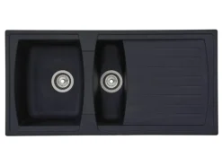 Respekta Einbauspüle Mineralite Boston mit Restebecken 100 cm x 50 cm Schwarz