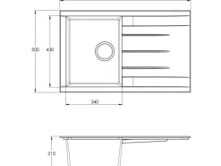 Respekta Einbauspüle Mineralite Houston 80 cm x 50 cm Schwarz
