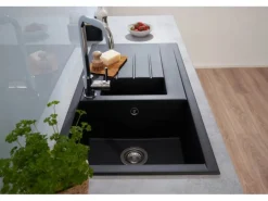 Respekta Einbauspüle Mineralite Houston 100 cm x 50 cm Schwarz