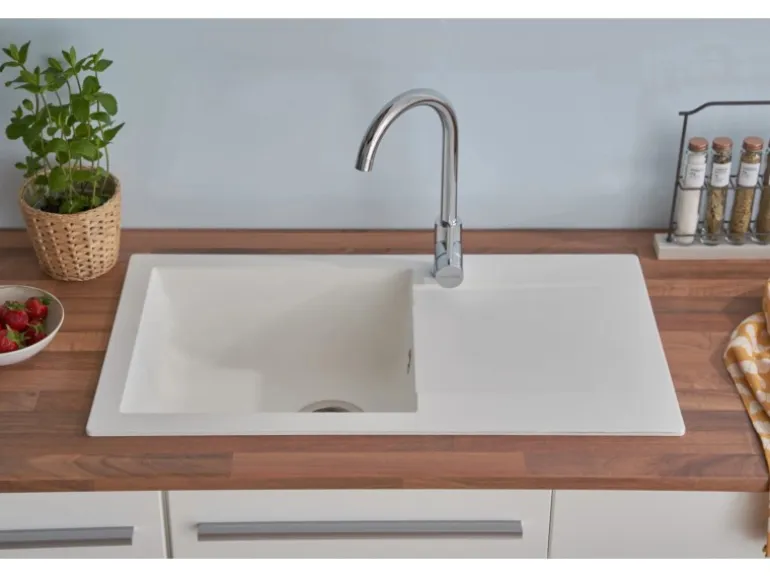 Respekta Einbauspüle Mineralite Denver 78 cm x 44 cm Weiß