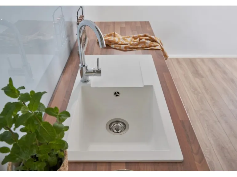 Respekta Einbauspüle Mineralite Denver 78 cm x 44 cm Weiß