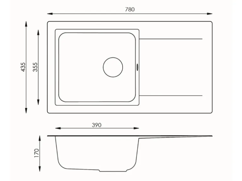 Respekta Einbauspüle Mineralite Denver 78 cm x 44 cm Weiß