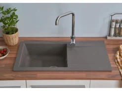 Respekta Einbauspüle Mineralite Denver 78 cm x 44 cm Betongrau