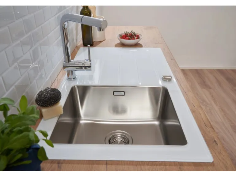 Respekta Glasspüle New York 86 cm x 50 cm Weiß