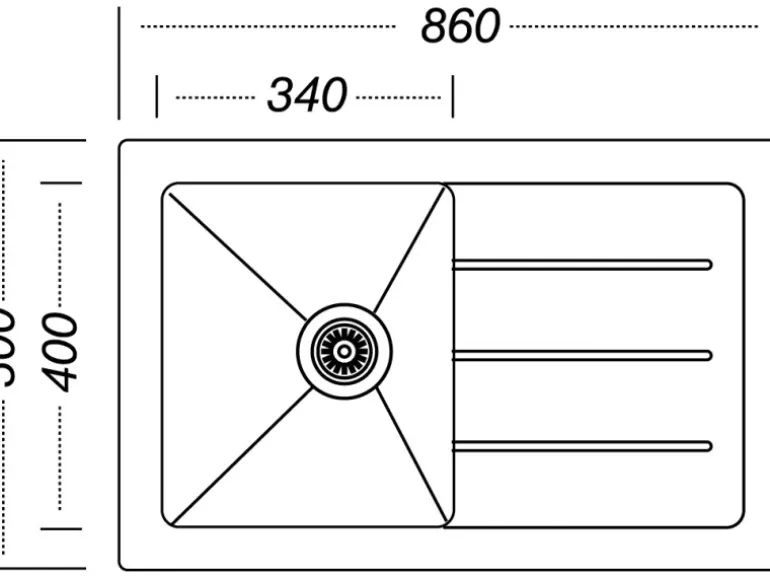 Respekta Glasspüle New York 86 cm x 50 cm Weiß