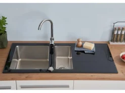 Respekta Glasspüle New York 100 cm x 50 cm Schwarz