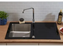 Respekta Glasspüle New York 86 cm x 50 cm Schwarz