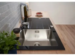 Respekta Glasspüle New York 86 cm x 50 cm Schwarz