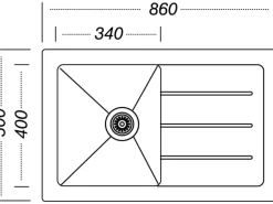 Respekta Glasspüle New York 86 cm x 50 cm Schwarz