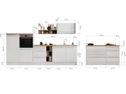 Respekta Inselküche Gabriel 320 cm mit Muldenlüfter Grau Hochglanz