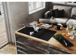 Respekta Inselküche Gabriel 320 cm mit Muldenlüfter Grau Hochglanz