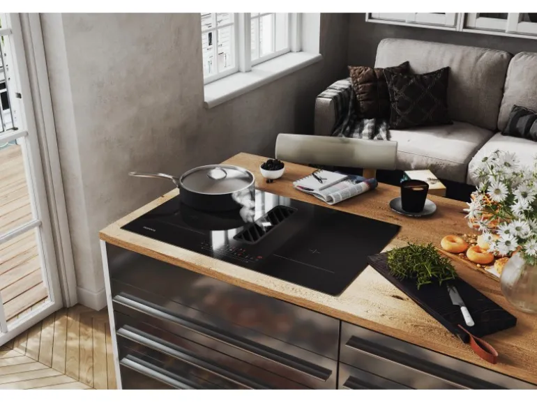 Respekta Inselküche Gabriel 320 cm mit Muldenlüfter Grau Hochglanz