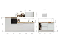 Respekta Inselküche Gabriel 290 cm Weiß Hochglanz
