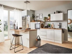 Respekta Inselküche Gabriel 290 cm Weiß Hochglanz