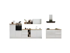 Respekta Inselküche Gabriel 320 cm Weiß Hochglanz