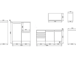 Respekta Küchenblock Gabriel LBBERP290HWGC ohne E-Geräte 290 cm Grau Hochglanz
