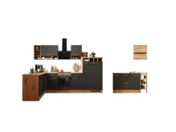 Respekta Küchenblock Hilde 310 cm mit Kücheninsel Grau