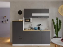 Respekta Küchenblock KB210WGMIBO 210 cm Grau