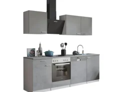 Respekta Küchenblock Malia mit E-Geräten 220 cm Beton Fronten