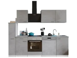 Respekta Küchenblock Malia mit E-Geräten 250 cm Beton Fronten