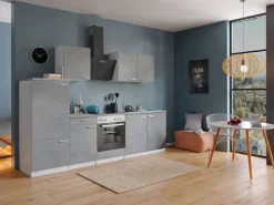 Respekta Küchenblock Malia mit E-Geräten 270 cm Beton Fronten