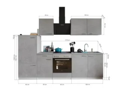 Respekta Küchenblock Malia mit E-Geräten 270 cm Beton Fronten