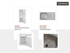 Respekta Küchenblock Malia 300 cm Beton Fronten inkl. Kühl-/ Gefrierkombination