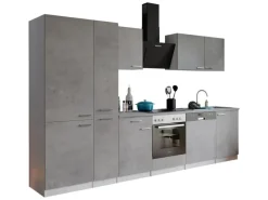 Respekta Küchenblock Malia 310 cm Beton Fronten inkl. Kühl-/ Gefrierkombination