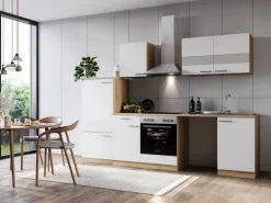 Respekta Küchenblock Merle 280 cm Eiche Weiß mit Waschmaschinen-Nische