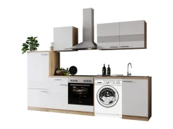 Respekta Küchenblock Merle 280 cm Eiche Weiß mit Waschmaschinen-Nische