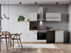 Respekta Küchenblock Merle 280 cm Eiche Weiß mit Waschmaschinen-Nische