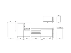 Respekta Küchen-Doppelblock Gabriel 200 cm x 320 cm x 60 cm Grau