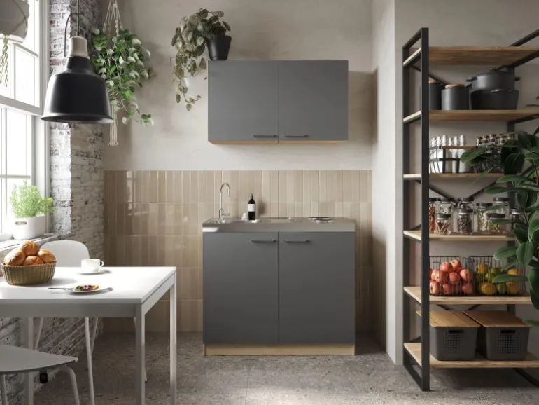 Respekta Küchenmöbel-Set 6 Merle 100 cm Grau