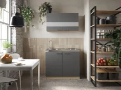 Respekta Küchenmöbel-Set 3 Merle 100 cm Grau