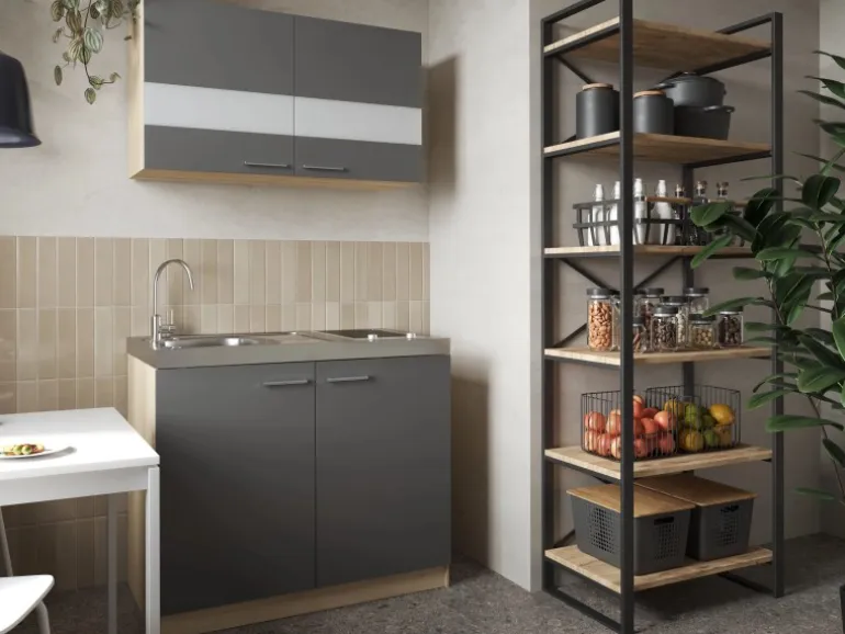 Respekta Küchenmöbel-Set 3 Merle 100 cm Grau