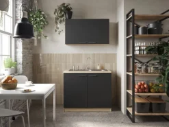 Respekta Küchenmöbel-Set 2 Merle 100 cmSchwarz