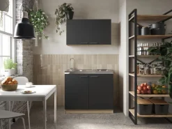 Respekta Küchenmöbel-Set 4 Merle 100 cm Schwarz