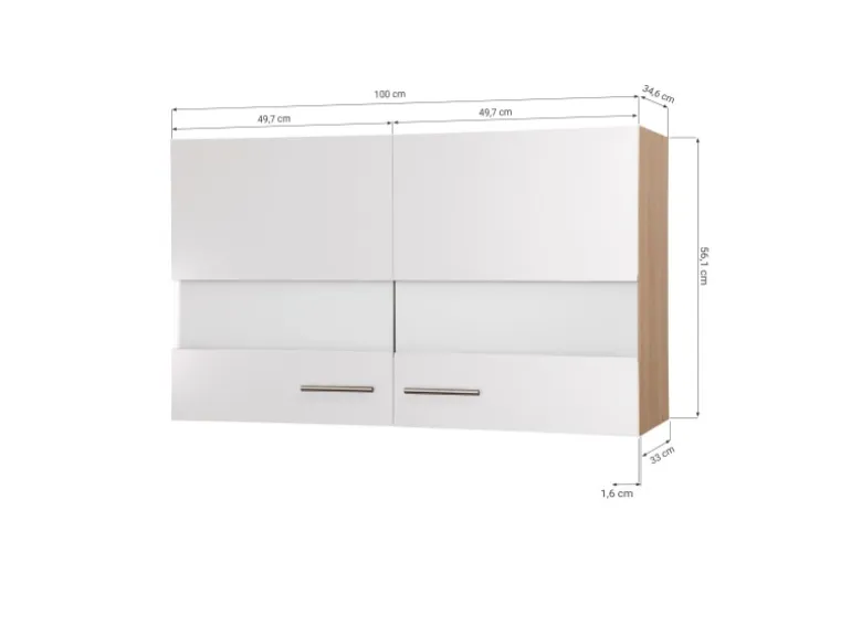 Respekta Küchen-Oberschrank Merle 100 cm Grau