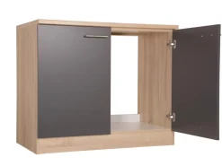 Respekta Küchen-Spülenunterschrank Merle 100 cm Grau