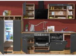 Respekta Küchenzeile 310 cm Grau-Wildeiche Nachbildung