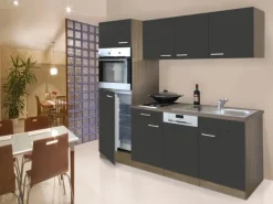 Respekta Küchenzeile 205 cm Grau-Eiche York