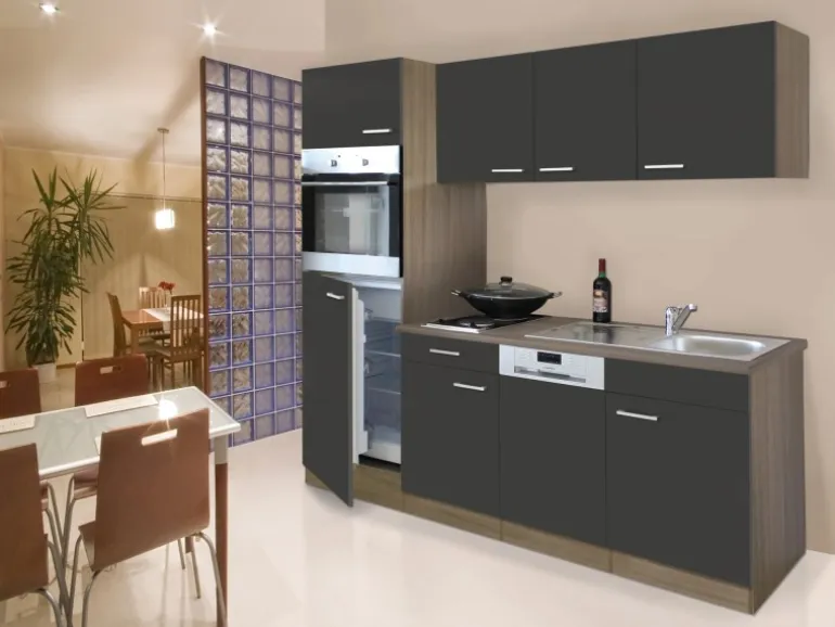 Respekta Küchenzeile 205 cm Grau-Eiche York