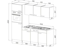 Respekta Küchenzeile 205 cm Grau-Eiche York
