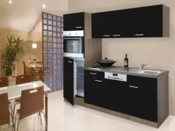 Respekta Küchenzeile 205 cm Schwarz-Eiche York