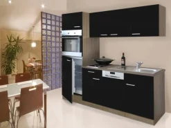 Respekta Küchenzeile 205 cm Schwarz-Eiche York