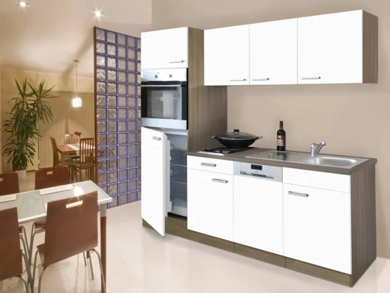 Respekta Küchenzeile 205 cm Weiß-Eiche York