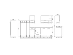 Respekta Küchenzeile 310 cm Weiß-Wildeiche Nachbildung