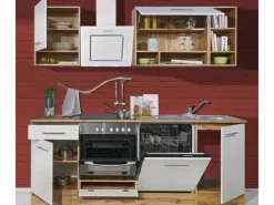 Respekta Küchenzeile 220 cm Weiß-Wildeiche Nachbildung matt