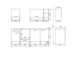 Respekta Küchenzeile 220 cm Weiß-Wildeiche Nachbildung matt